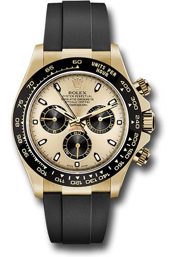 Rolex Yellow Gold Cosmograph Daytona 40 Watch - Champagne And Index Dial - Black Oysterflex Strap - 116518LN chbkof