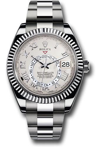 Rolex White Gold Sky-Dweller Watch - Ivory Satin Finish Roman Dial - Oyster Bracelet - 326939 iv