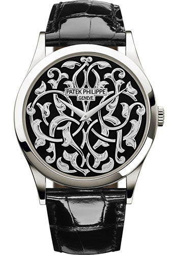 Patek Philippe Calatrava Volutes And Arabesques - 38 mm - Platinum - Handengraved Dial - 5088/100P-001