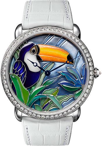 Cartier Cartier D'Art Ronde Louis Cartier Limited Edition of 40 Watch - 42 mm White Gold Diamond Case - Diamond Bezel - Blue Dial - White Alligator Strap - HPI00701