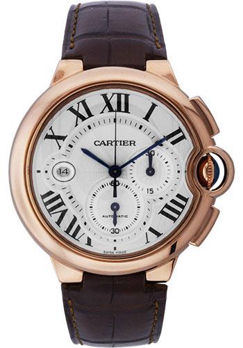 Cartier Ballon Bleu Chronograph Watch - Pink Gold Case - Alligator Strap - W6920009