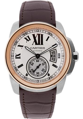 Cartier Calibre de Cartier Watch - 42 mm Steel Case - Pink Gold Bezel - Snailed Dial - Alligator Strap - W7100039