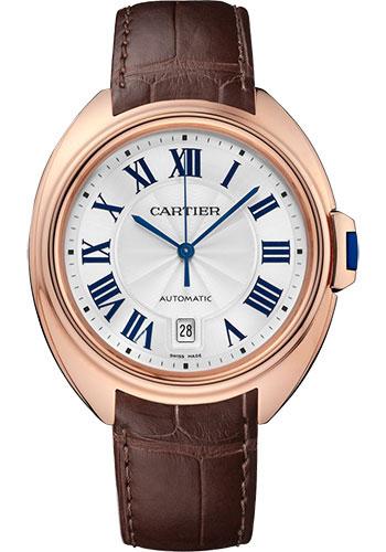 Cartier Cle de Cartier Watch - 40 mm Pink Gold Case - Silvered Dial - Brown Alligator Strap - WGCL0019