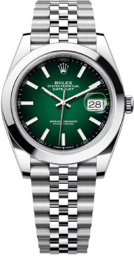 Rolex Datejust 41 Oystersteel Green Ombré Dial Smooth Bezel Jubilee Bracelet - 126300 - 2026