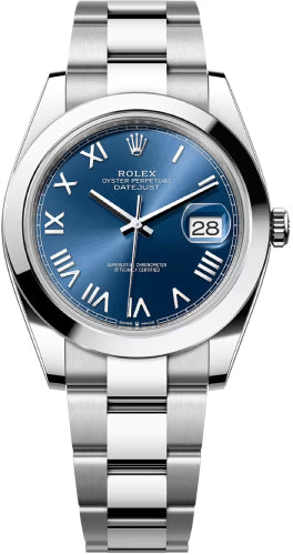 Rolex Datejust 41 Oystersteel Blue Roman Dial Smooth Bezel Oyster Bracelet - 126300 - 2026