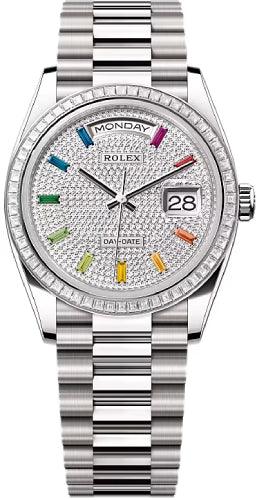 Rolex Day-Date 36 36mm Diamond-Paved Dial Diamond-Set Bezel President Bracelet - 128399TBR